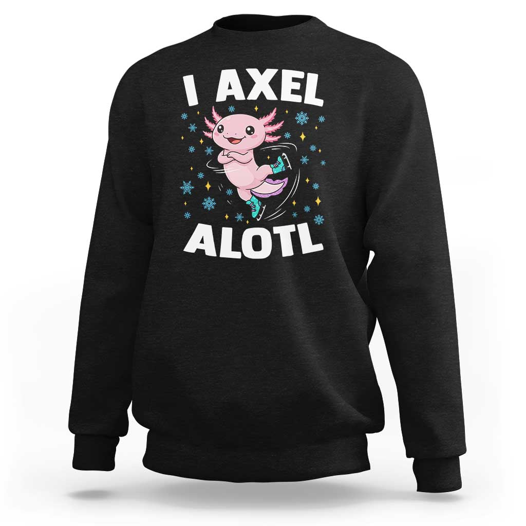 Funny Axolotl Ice Skating Sweatshirt I Axel Alotl Winter Sport - Wonder Print Shop