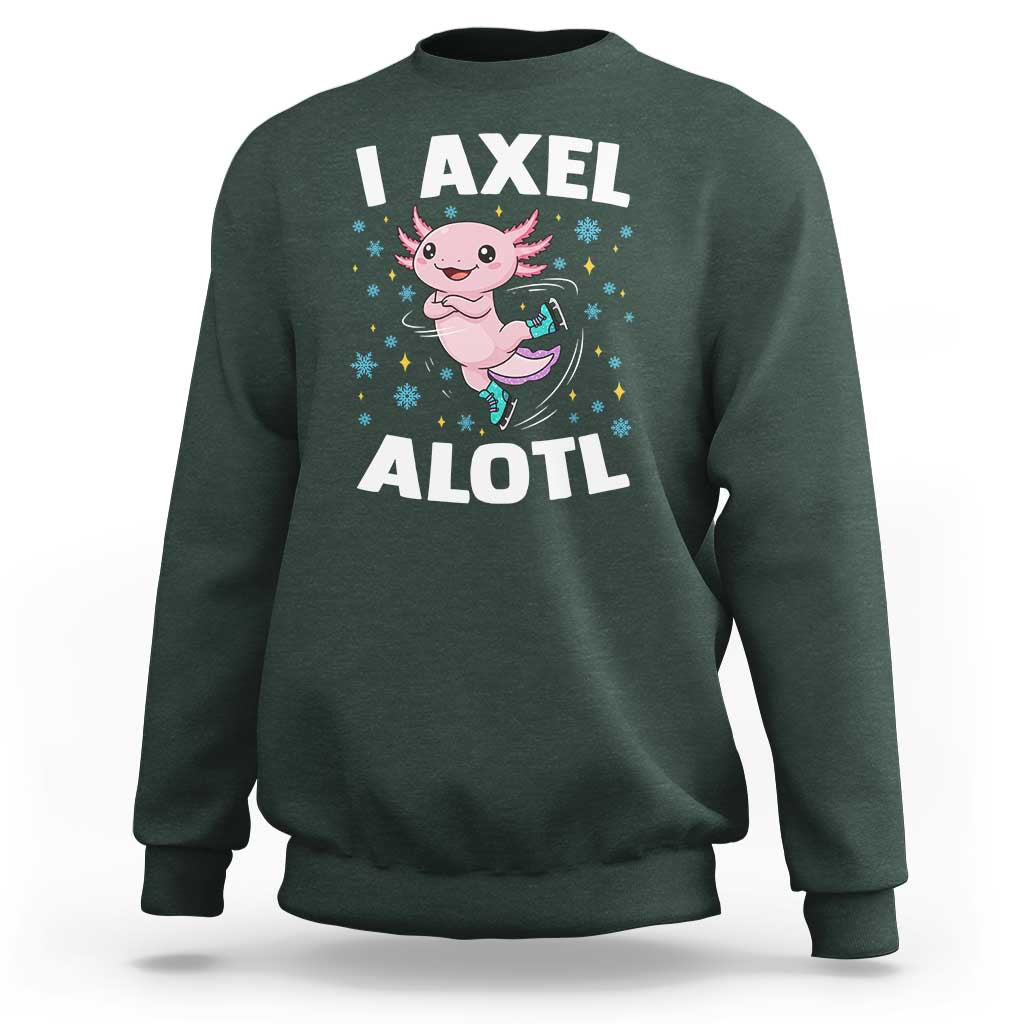 Funny Axolotl Ice Skating Sweatshirt I Axel Alotl Winter Sport - Wonder Print Shop