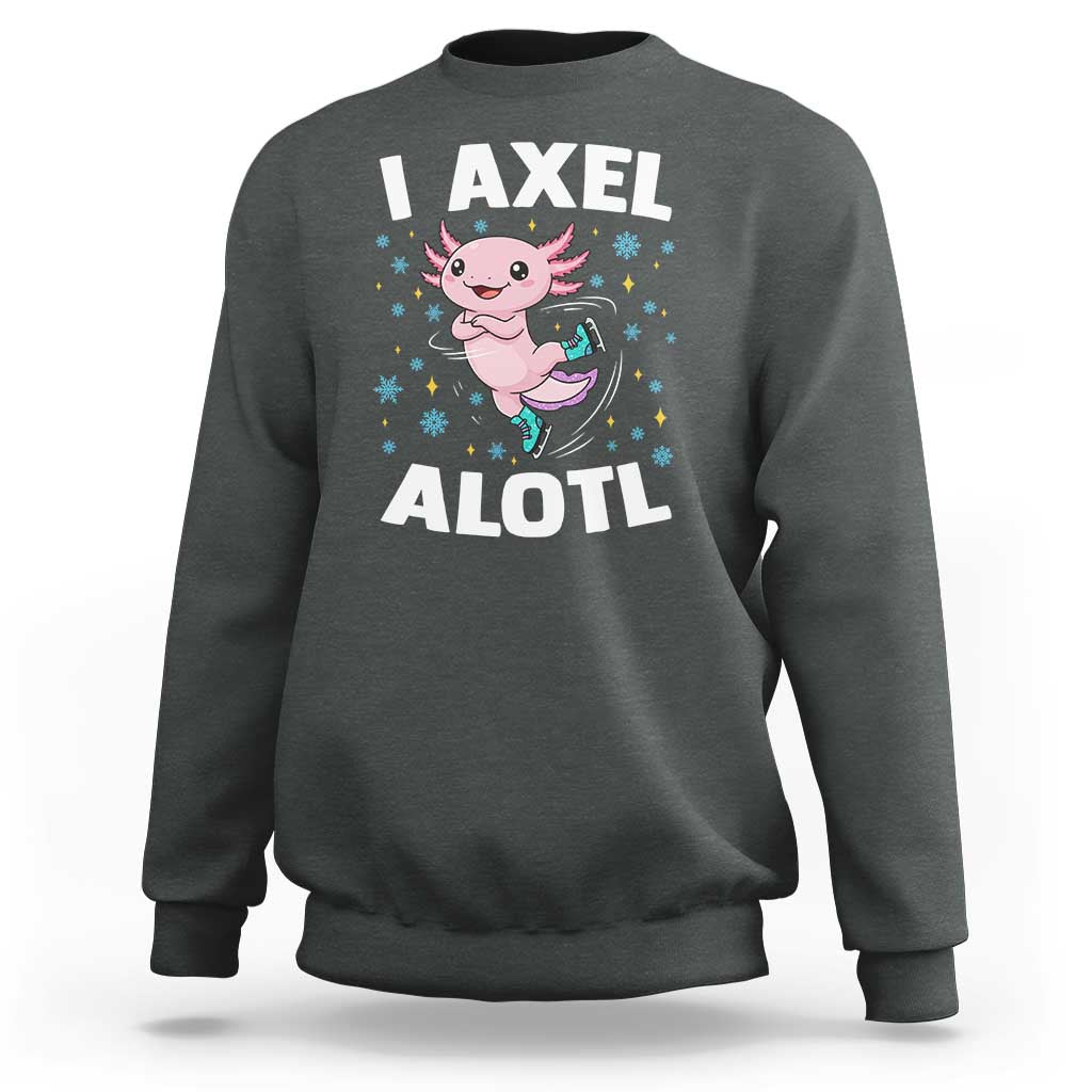Funny Axolotl Ice Skating Sweatshirt I Axel Alotl Winter Sport - Wonder Print Shop