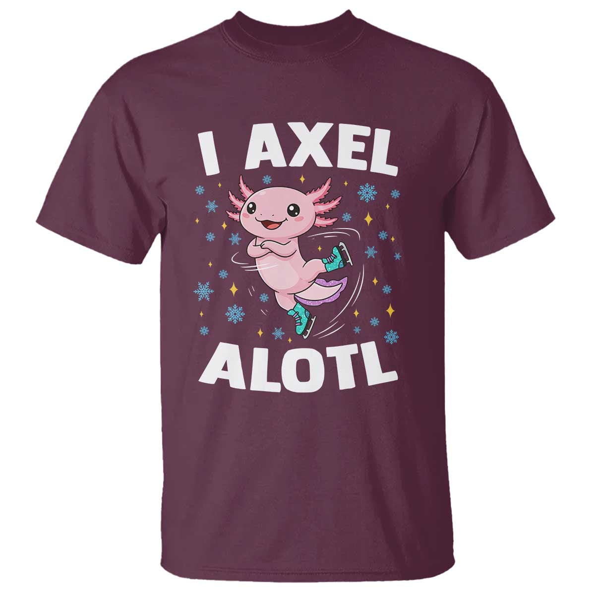 Funny Axolotl Ice Skating T Shirt I Axel Alotl Winter Sport - Wonder Print Shop