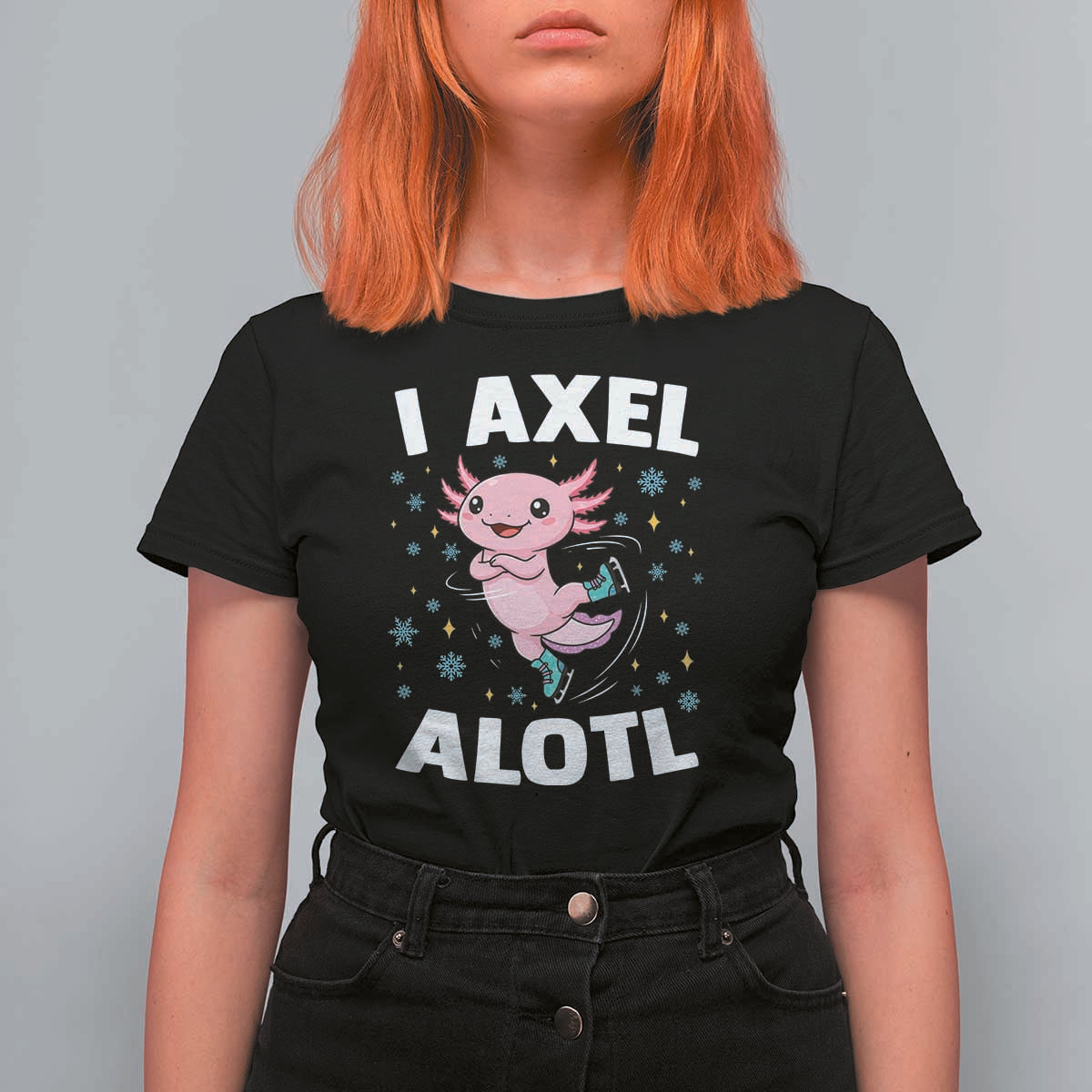 Funny Axolotl Ice Skating T Shirt For Women I Axel Alotl Winter Sport - Wonder Print Shop