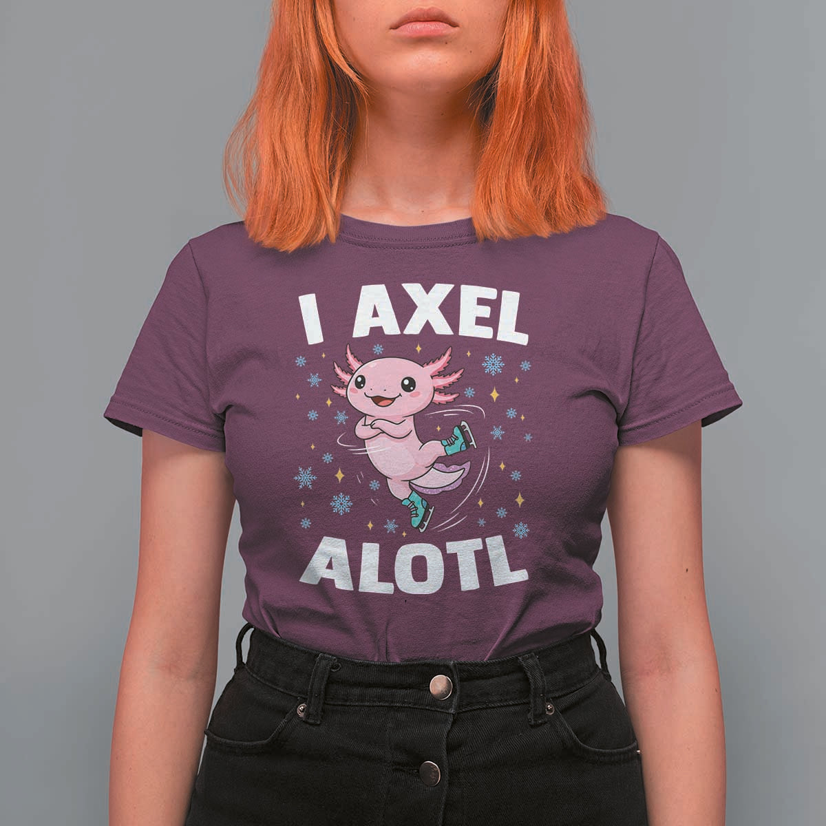 Funny Axolotl Ice Skating T Shirt For Women I Axel Alotl Winter Sport - Wonder Print Shop