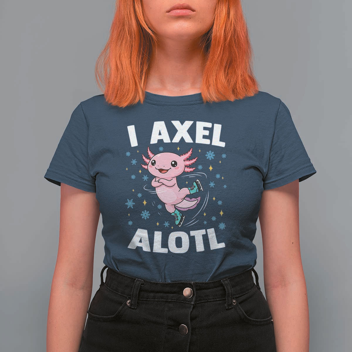 Funny Axolotl Ice Skating T Shirt For Women I Axel Alotl Winter Sport - Wonder Print Shop