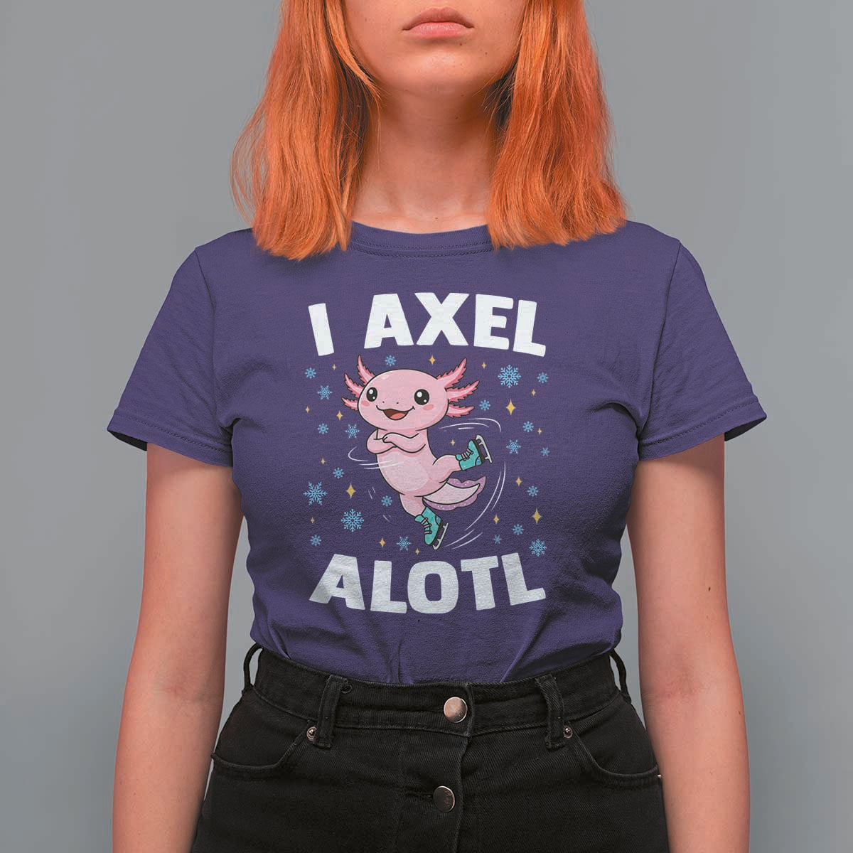 Funny Axolotl Ice Skating T Shirt For Women I Axel Alotl Winter Sport - Wonder Print Shop