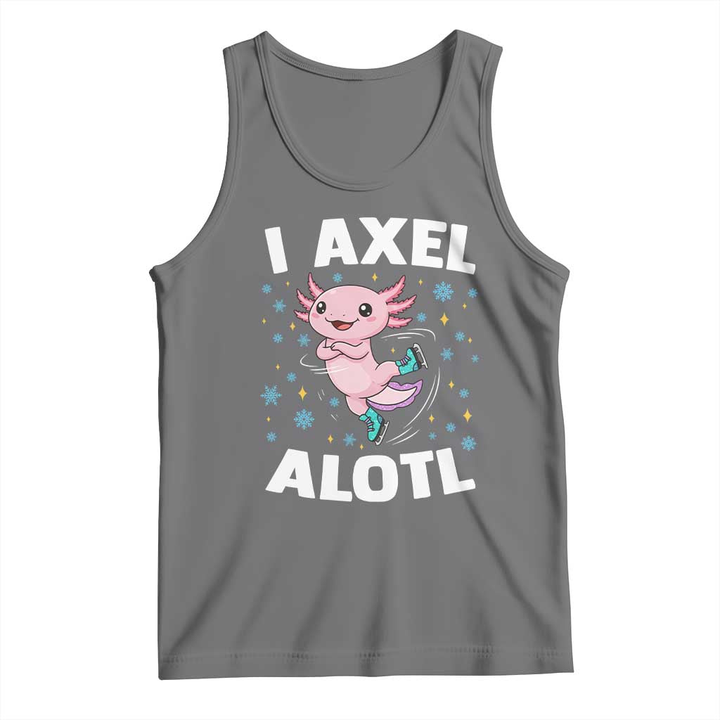 Funny Axolotl Ice Skating Tank Top I Axel Alotl Winter Sport - Wonder Print Shop