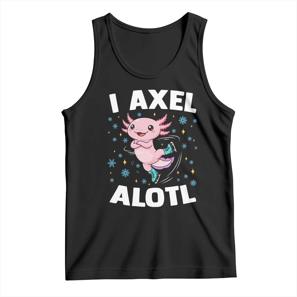 Funny Axolotl Ice Skating Tank Top I Axel Alotl Winter Sport - Wonder Print Shop