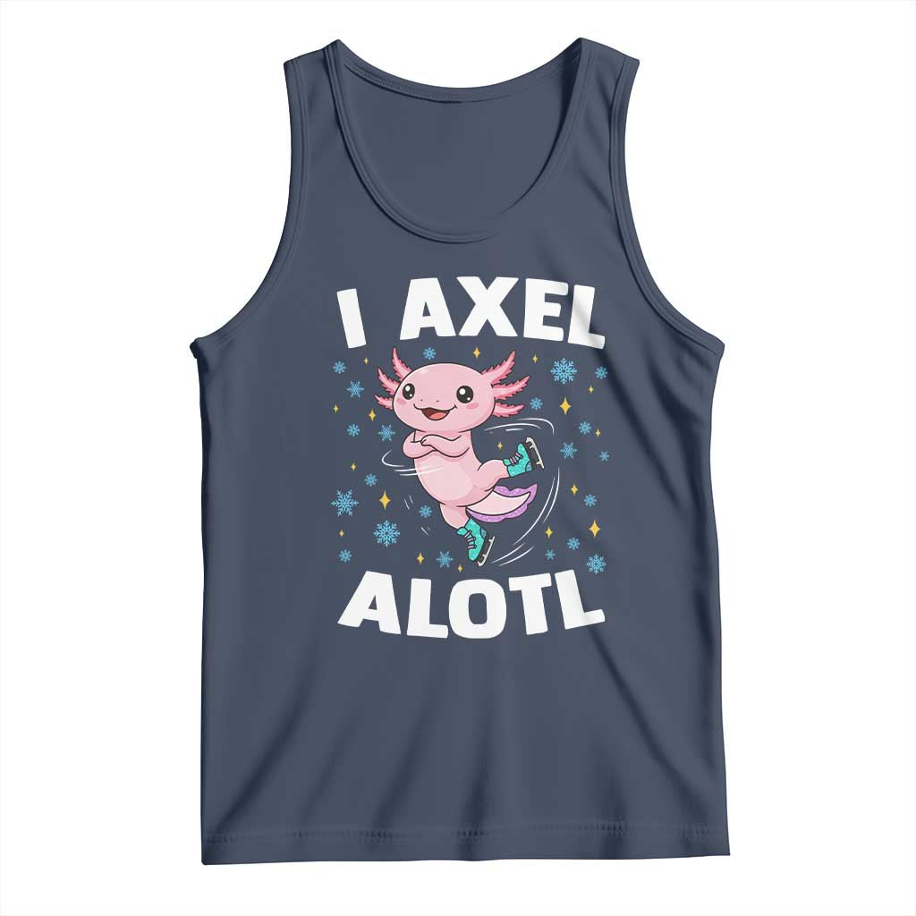 Funny Axolotl Ice Skating Tank Top I Axel Alotl Winter Sport - Wonder Print Shop