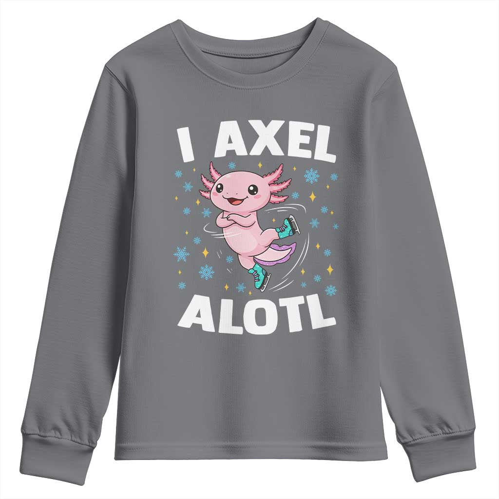 Funny Axolotl Ice Skating Youth Sweatshirt I Axel Alotl Winter Sport - Wonder Print Shop