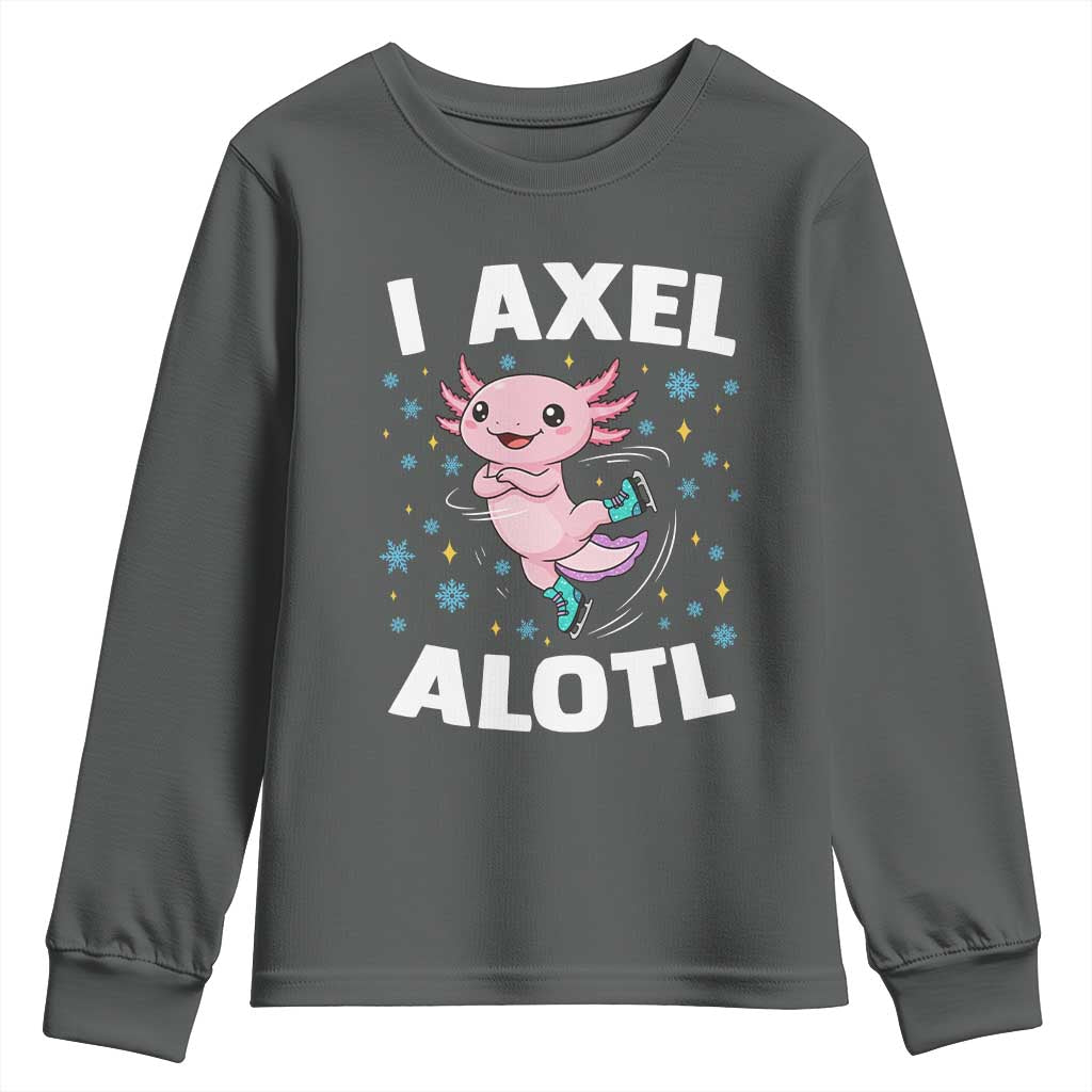 Funny Axolotl Ice Skating Youth Sweatshirt I Axel Alotl Winter Sport - Wonder Print Shop