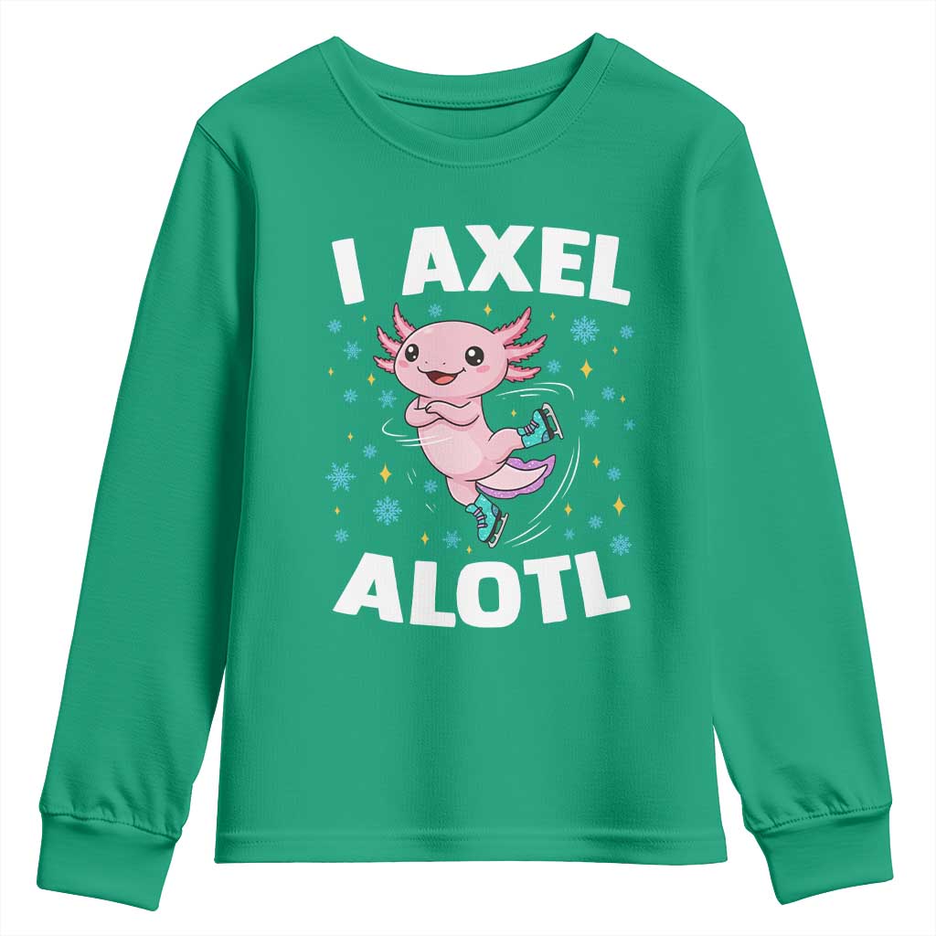 Funny Axolotl Ice Skating Youth Sweatshirt I Axel Alotl Winter Sport - Wonder Print Shop