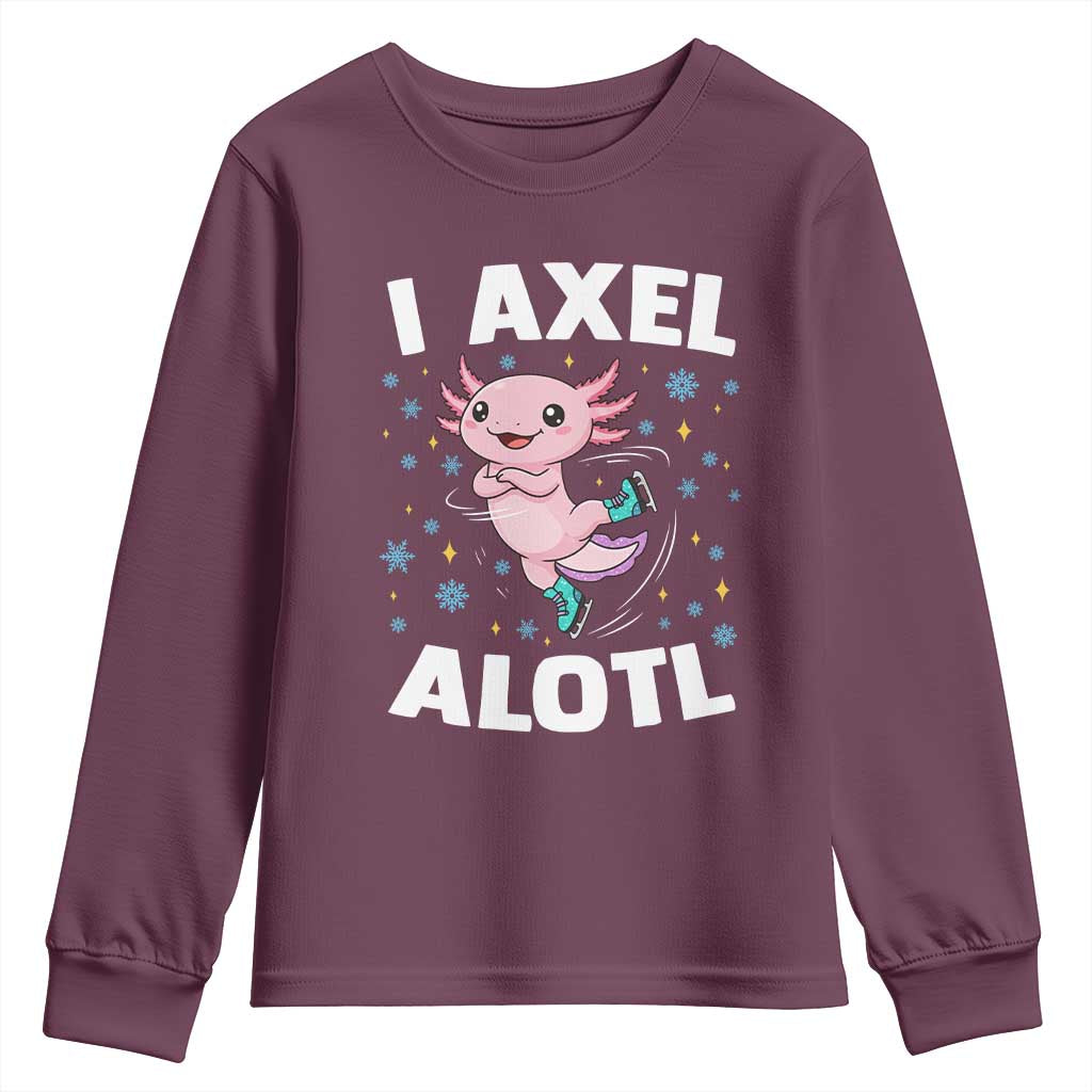 Funny Axolotl Ice Skating Youth Sweatshirt I Axel Alotl Winter Sport - Wonder Print Shop