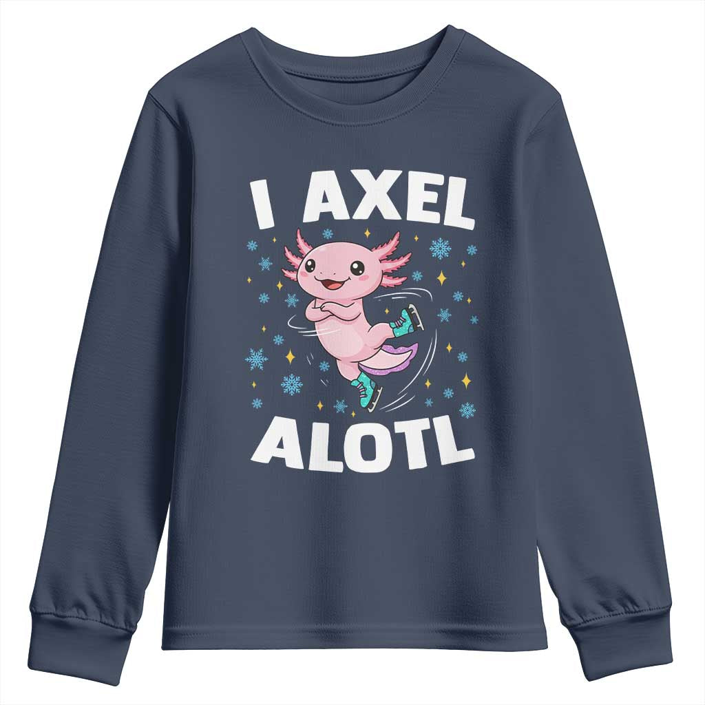 Funny Axolotl Ice Skating Youth Sweatshirt I Axel Alotl Winter Sport - Wonder Print Shop