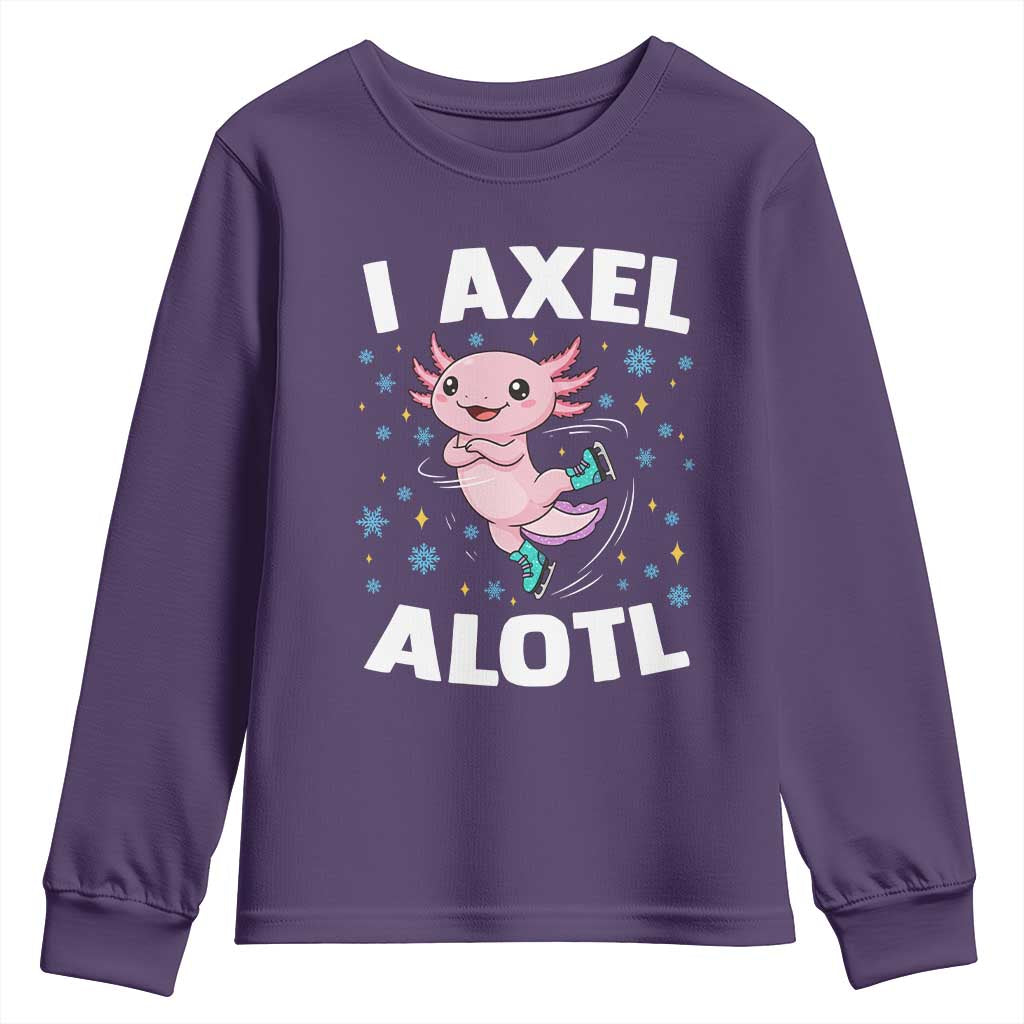Funny Axolotl Ice Skating Youth Sweatshirt I Axel Alotl Winter Sport - Wonder Print Shop