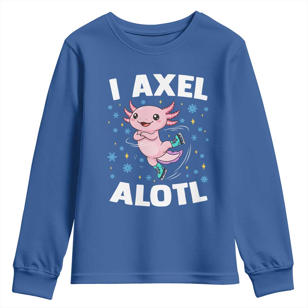 Funny Axolotl Ice Skating Youth Sweatshirt I Axel Alotl Winter Sport - Wonder Print Shop