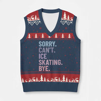 Sorry Cant Ice Skating Bye V-Neck Knit Sweater Vest Funny Ice Skating Lovers - Wonder Print Shop