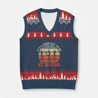 Funny It's A Good Day To Go Ice Skating V-Neck Knit Sweater Vest - Wonder Print Shop