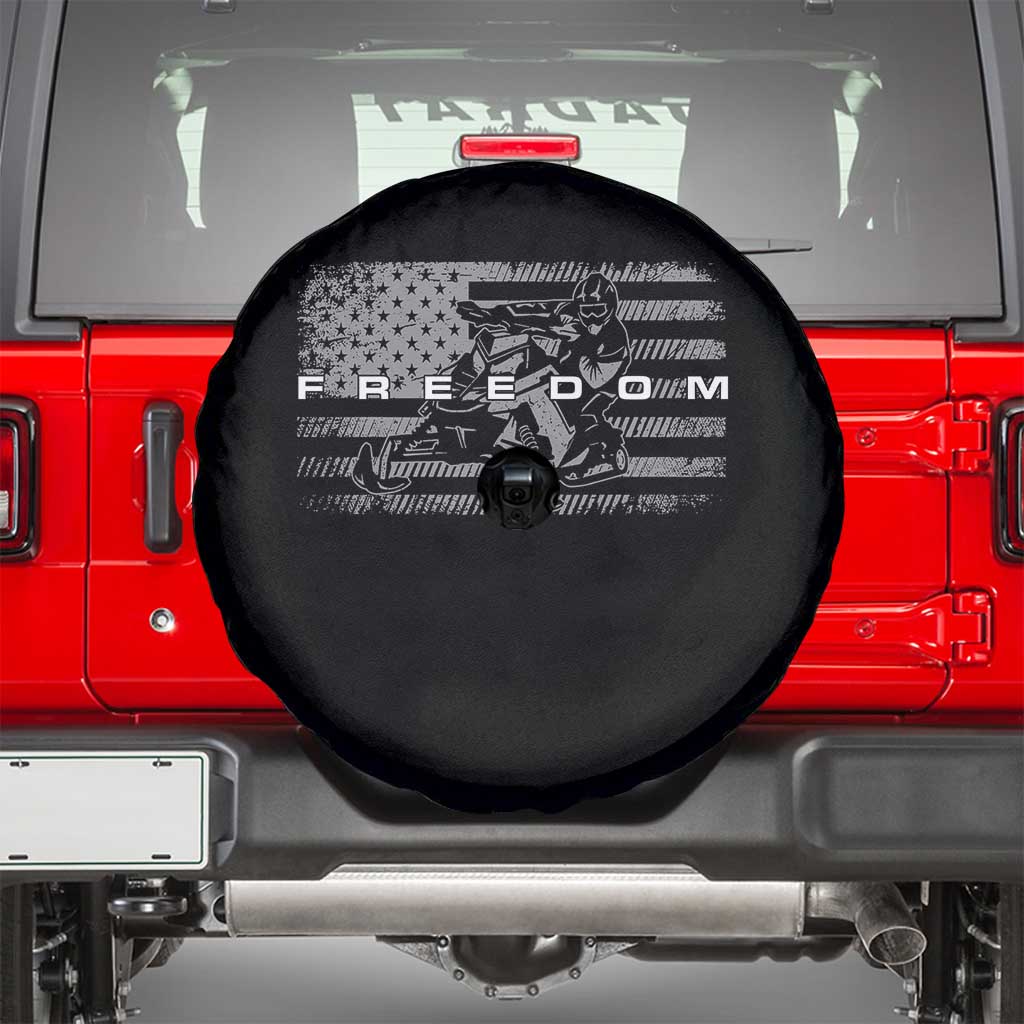 American Flag Snowmobile Freedom Winter Sport Spare Tire Cover - Wonder Print Shop