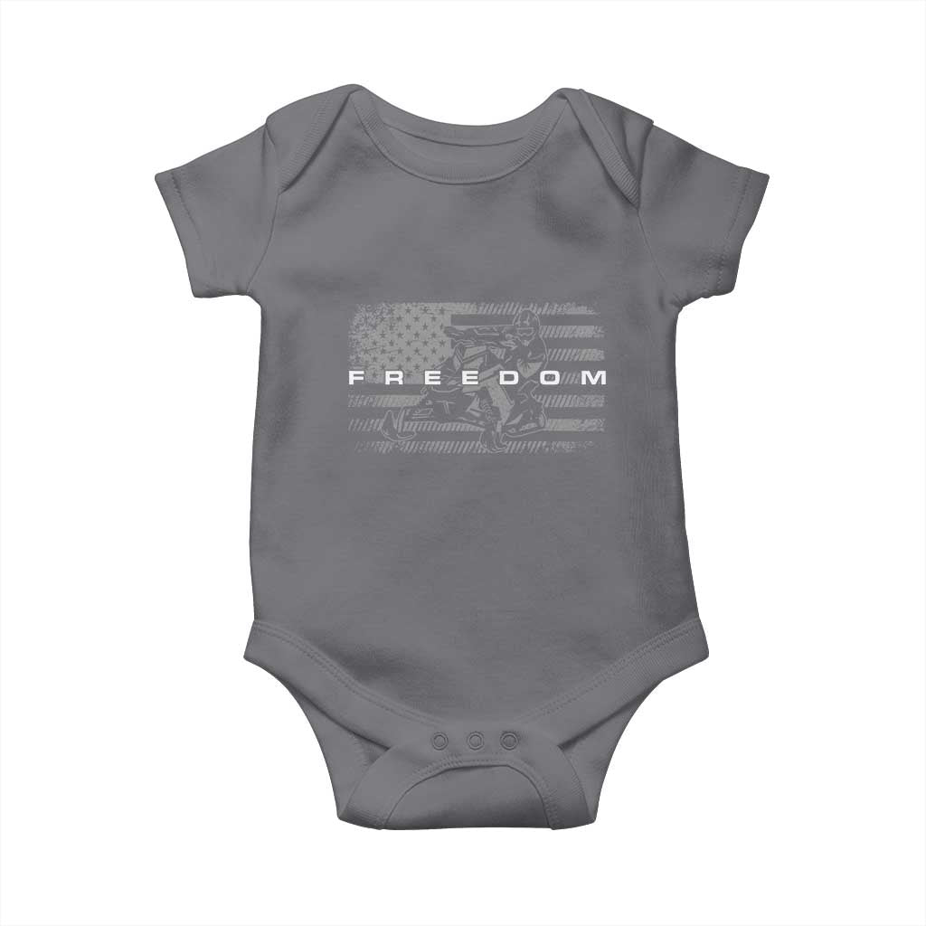 American Flag Snowmobile Freedom Winter Sport Baby Onesie - Wonder Print Shop