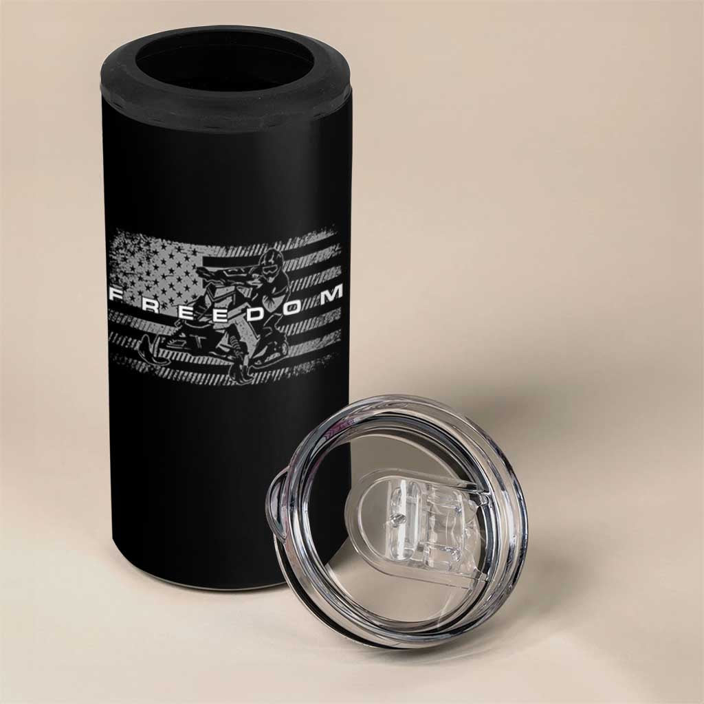 American Flag Snowmobile Freedom Winter Sport 4 in 1 Can Cooler Tumbler - Wonder Print Shop