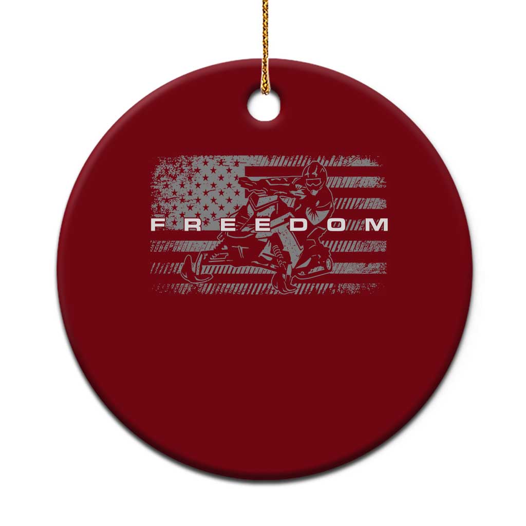 American Flag Snowmobile Freedom Winter Sport Ceramic Ornament - Wonder Print Shop