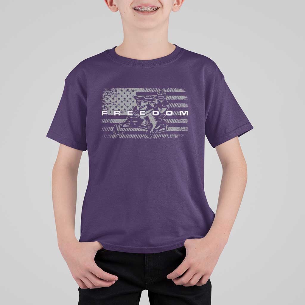 American Flag Snowmobile Freedom Winter Sport T Shirt For Kid - Wonder Print Shop