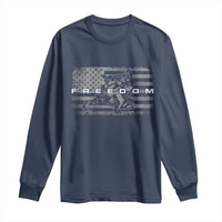 American Flag Snowmobile Freedom Winter Sport Long Sleeve Shirt - Wonder Print Shop