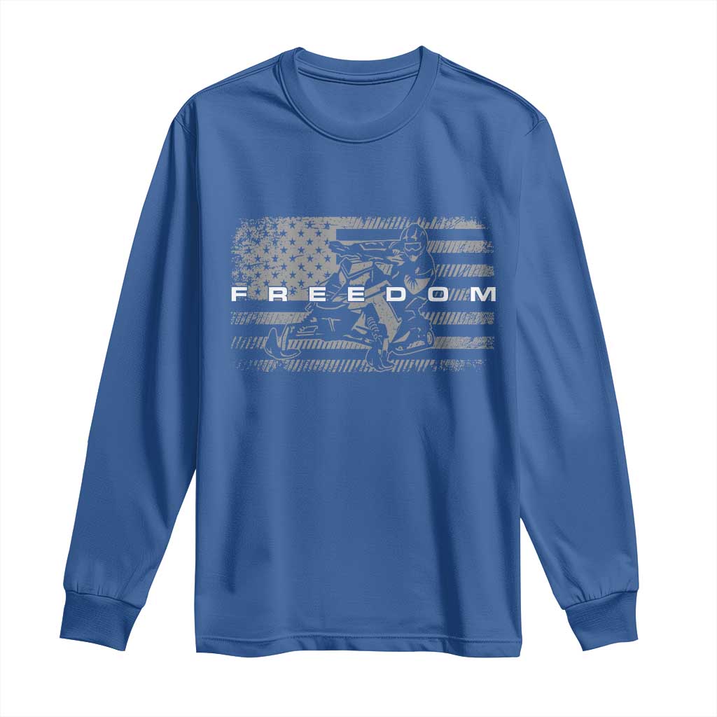 American Flag Snowmobile Freedom Winter Sport Long Sleeve Shirt - Wonder Print Shop