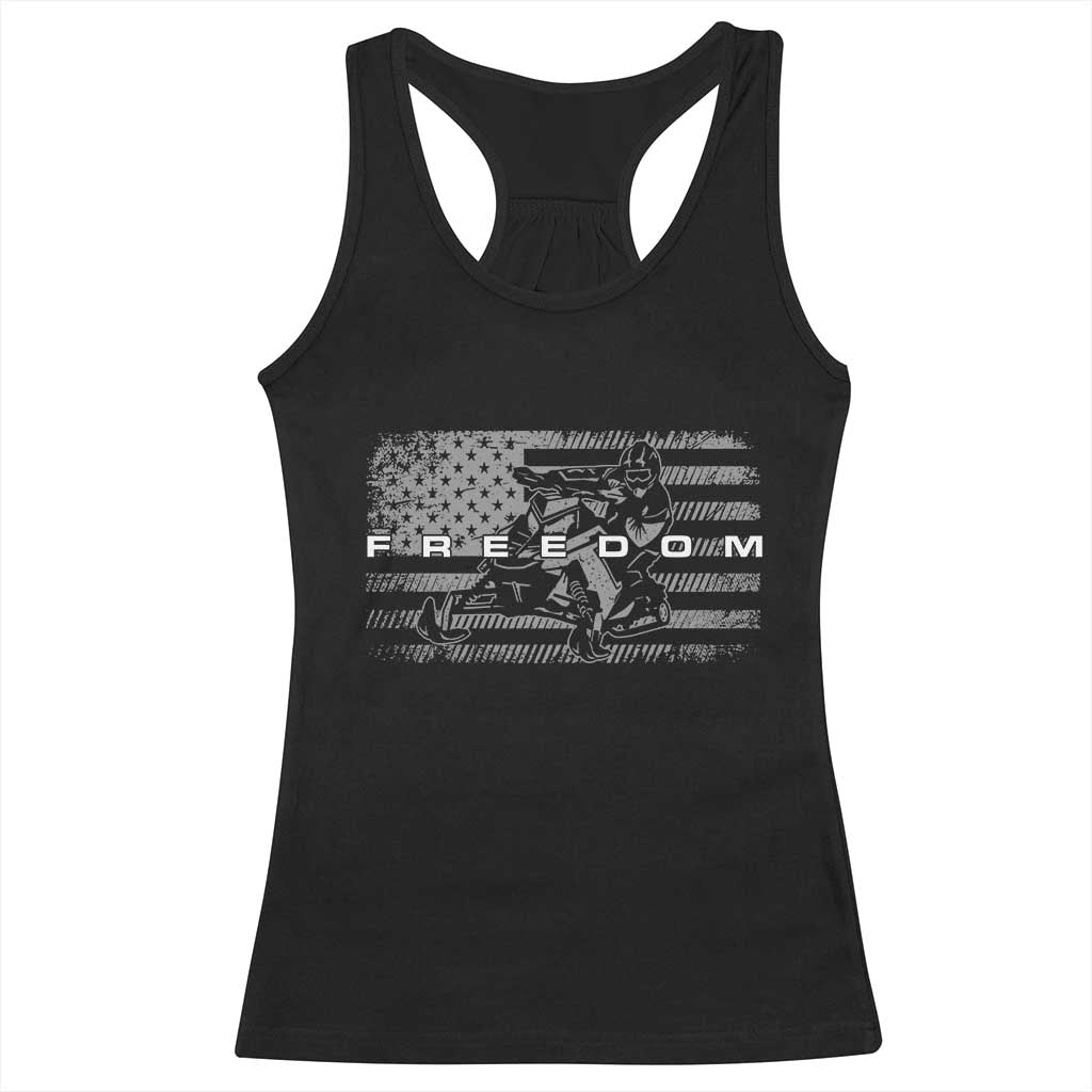 American Flag Snowmobile Freedom Winter Sport Racerback Tank Top - Wonder Print Shop