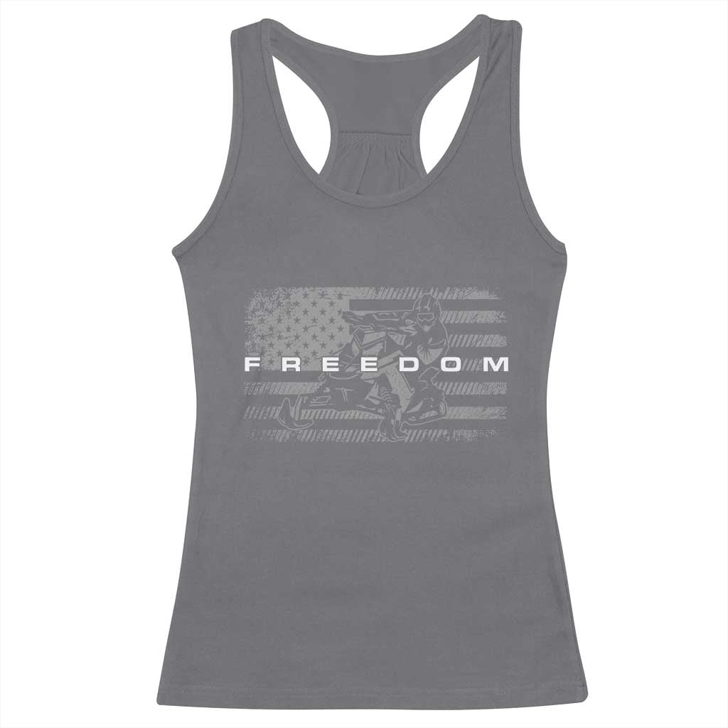 American Flag Snowmobile Freedom Winter Sport Racerback Tank Top - Wonder Print Shop