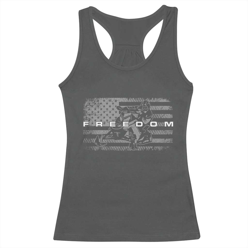 American Flag Snowmobile Freedom Winter Sport Racerback Tank Top - Wonder Print Shop