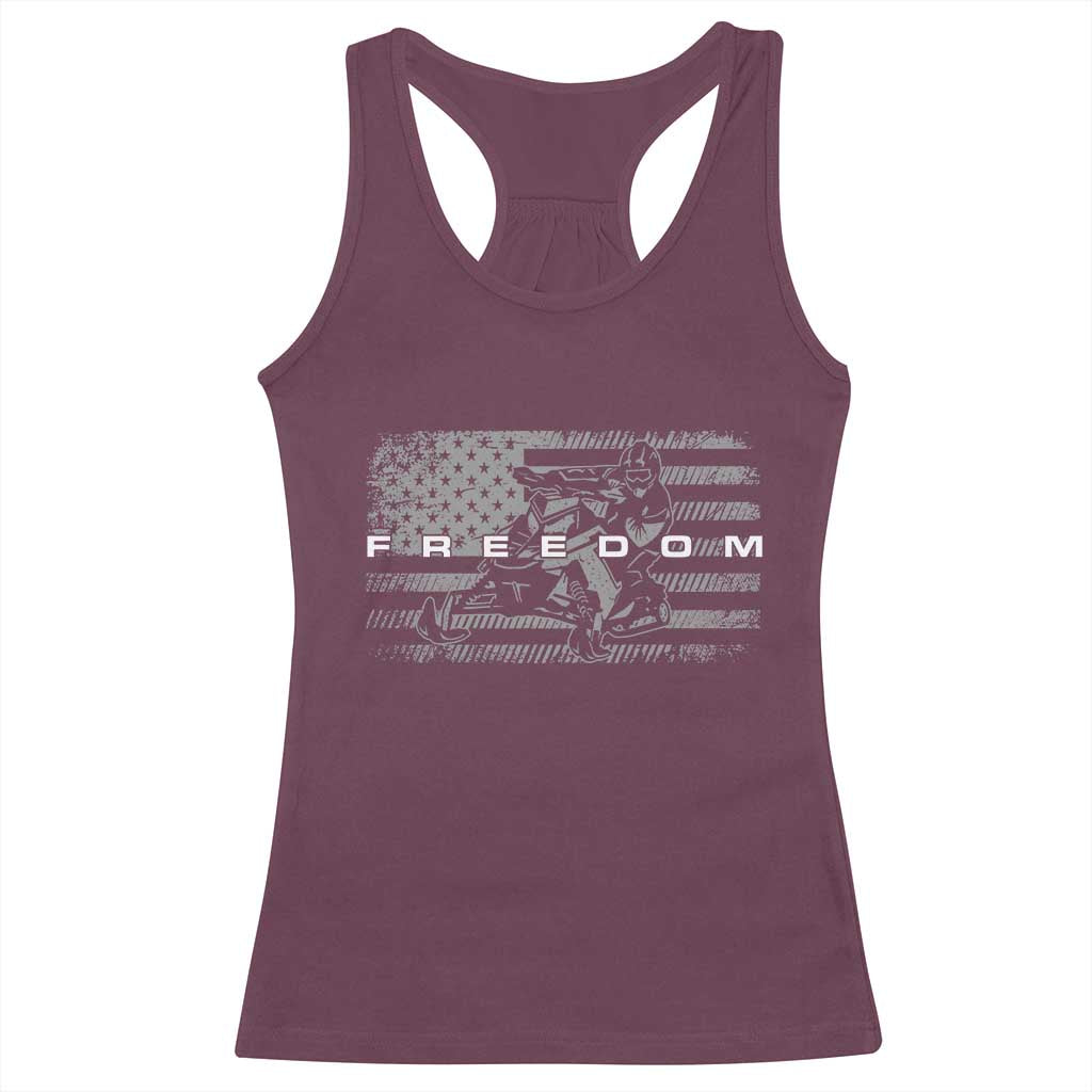 American Flag Snowmobile Freedom Winter Sport Racerback Tank Top - Wonder Print Shop