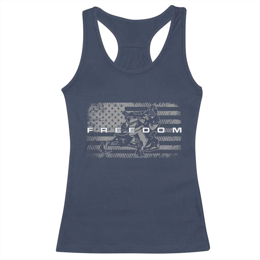 American Flag Snowmobile Freedom Winter Sport Racerback Tank Top - Wonder Print Shop