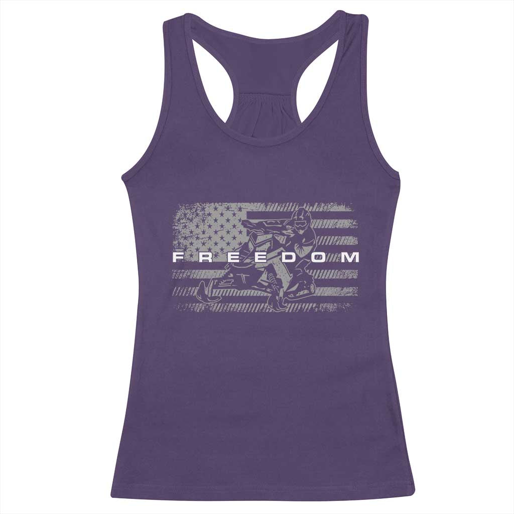 American Flag Snowmobile Freedom Winter Sport Racerback Tank Top - Wonder Print Shop