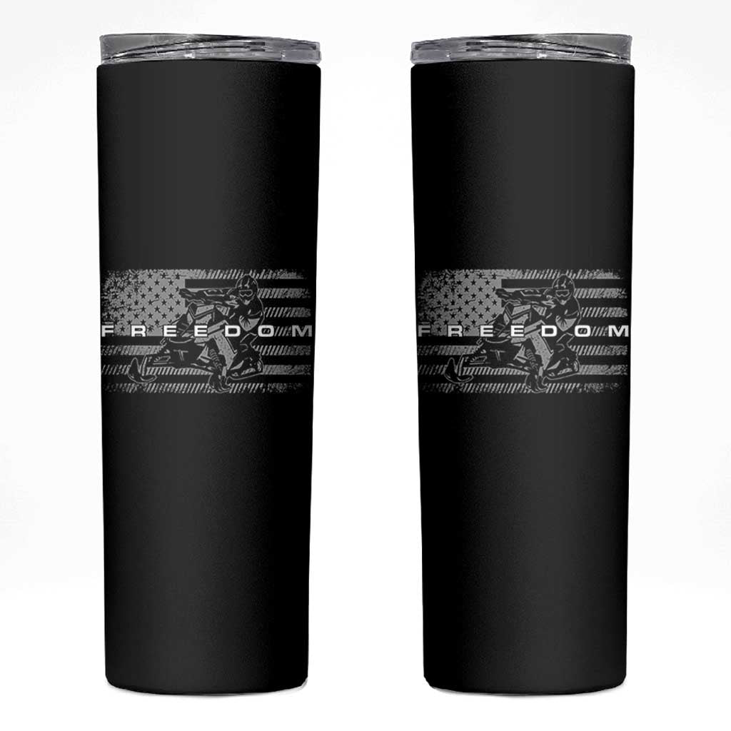 American Flag Snowmobile Freedom Winter Sport Skinny Tumbler - Wonder Print Shop