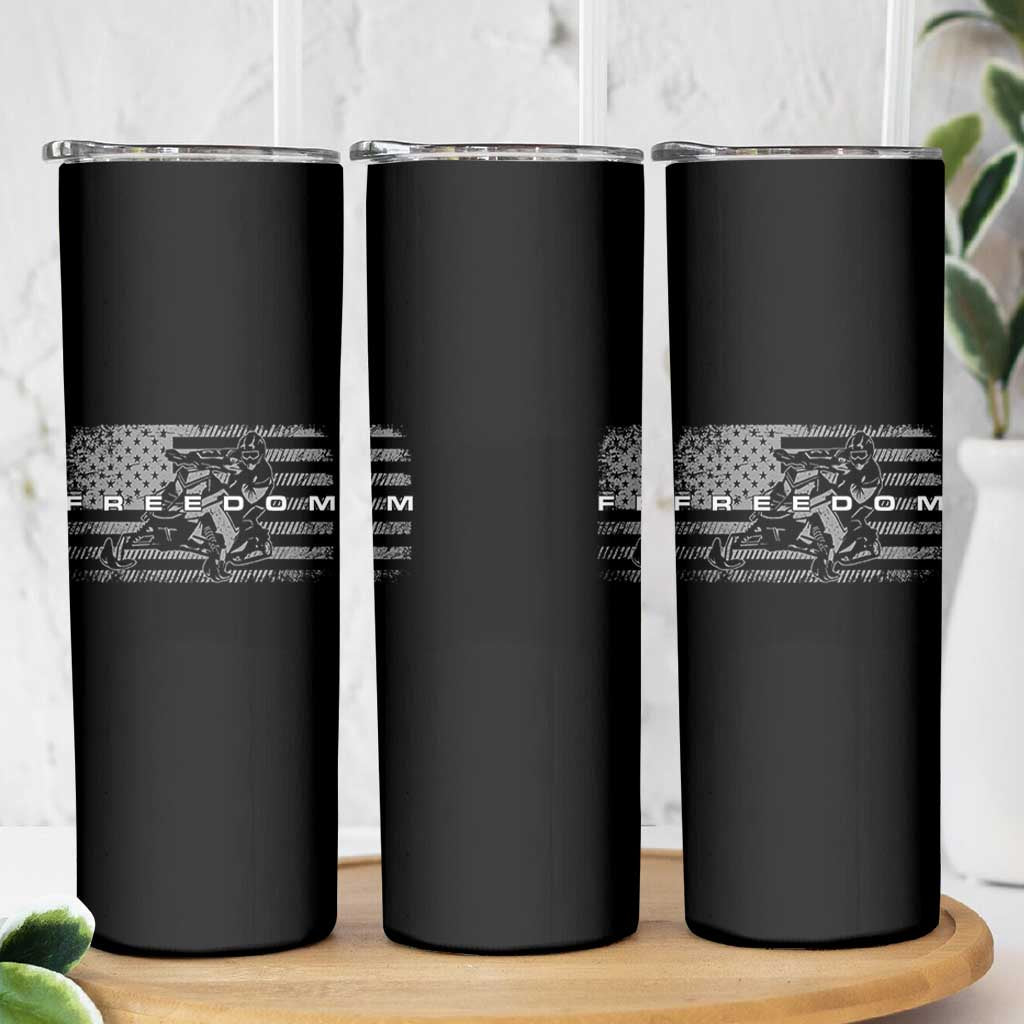 American Flag Snowmobile Freedom Winter Sport Skinny Tumbler - Wonder Print Shop