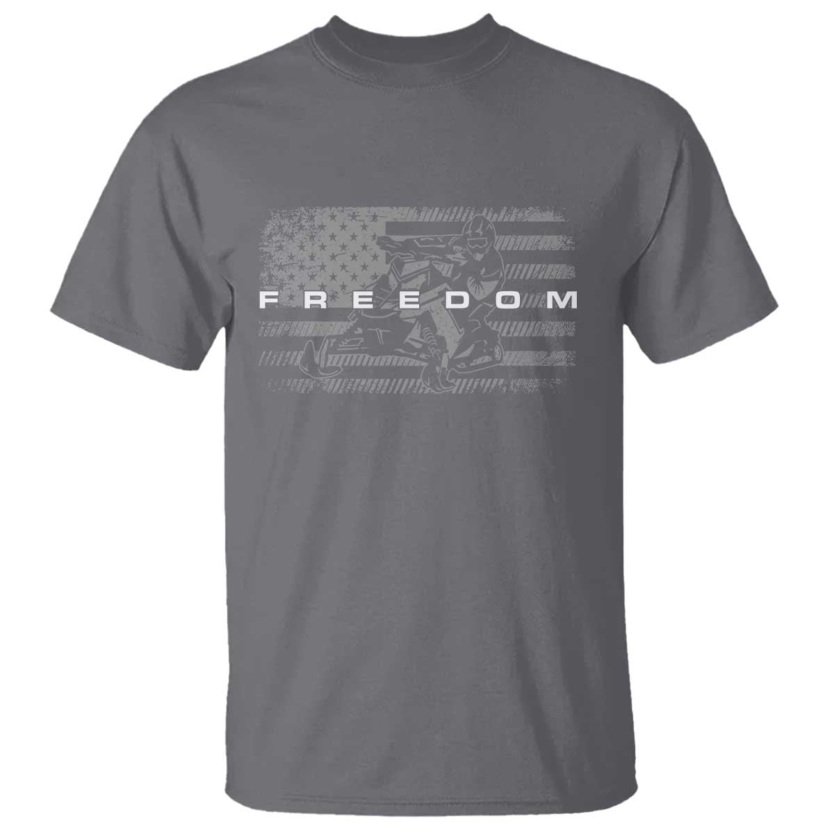 American Flag Snowmobile Freedom Winter Sport T Shirt - Wonder Print Shop