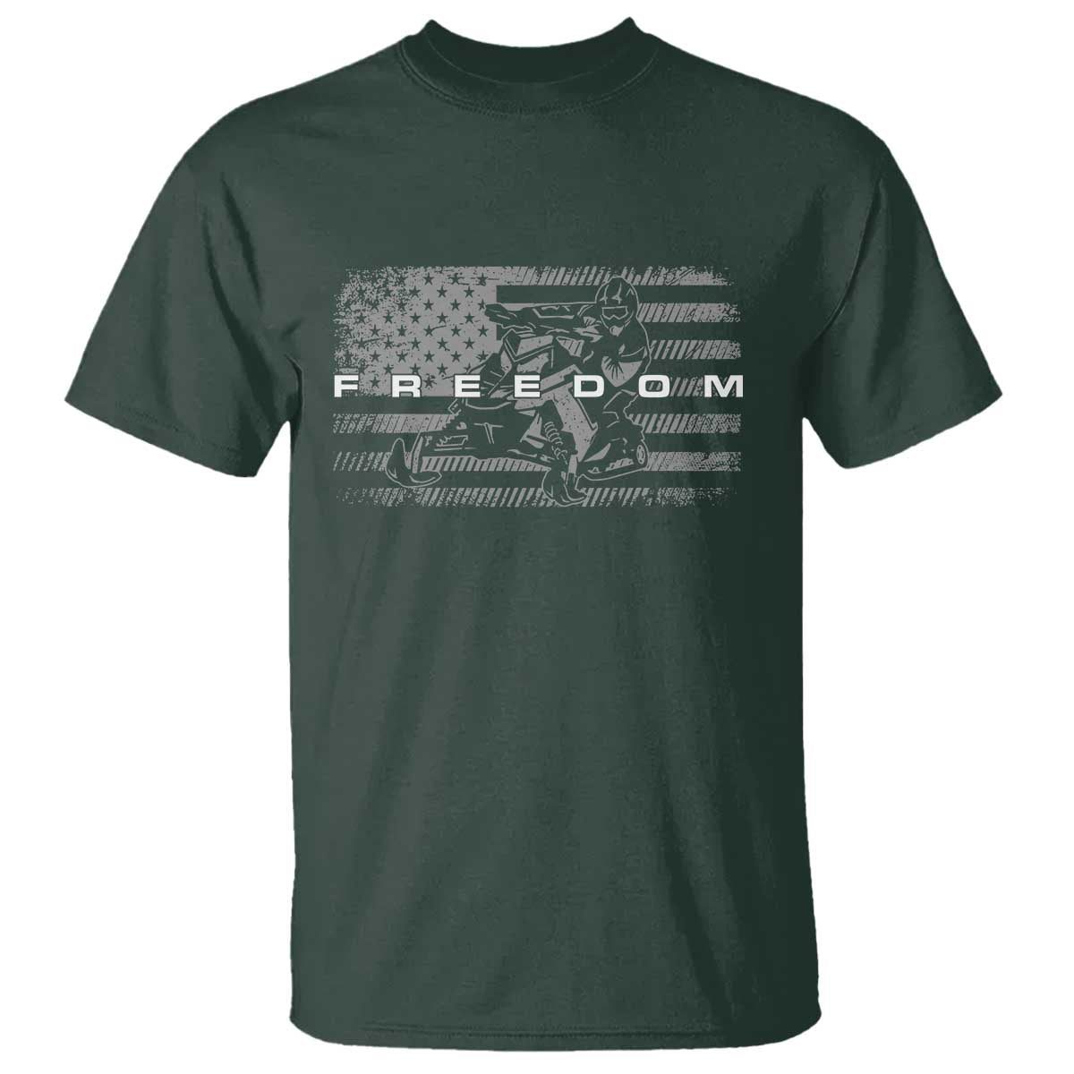 American Flag Snowmobile Freedom Winter Sport T Shirt - Wonder Print Shop