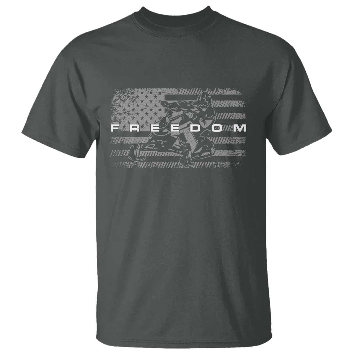 American Flag Snowmobile Freedom Winter Sport T Shirt - Wonder Print Shop