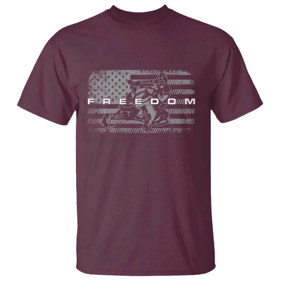 American Flag Snowmobile Freedom Winter Sport T Shirt - Wonder Print Shop