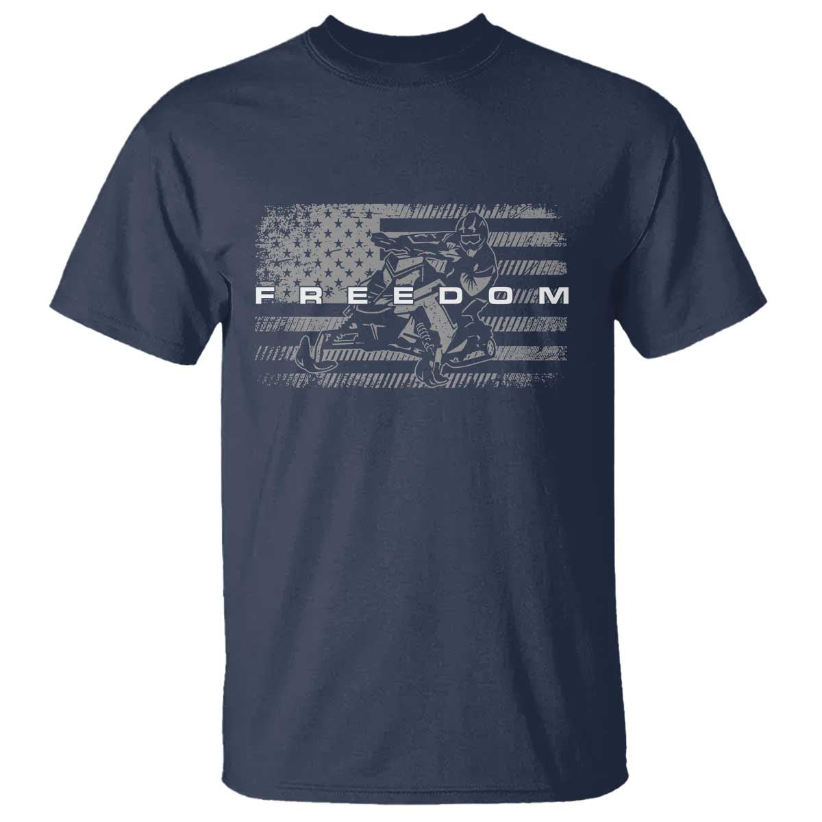 American Flag Snowmobile Freedom Winter Sport T Shirt - Wonder Print Shop