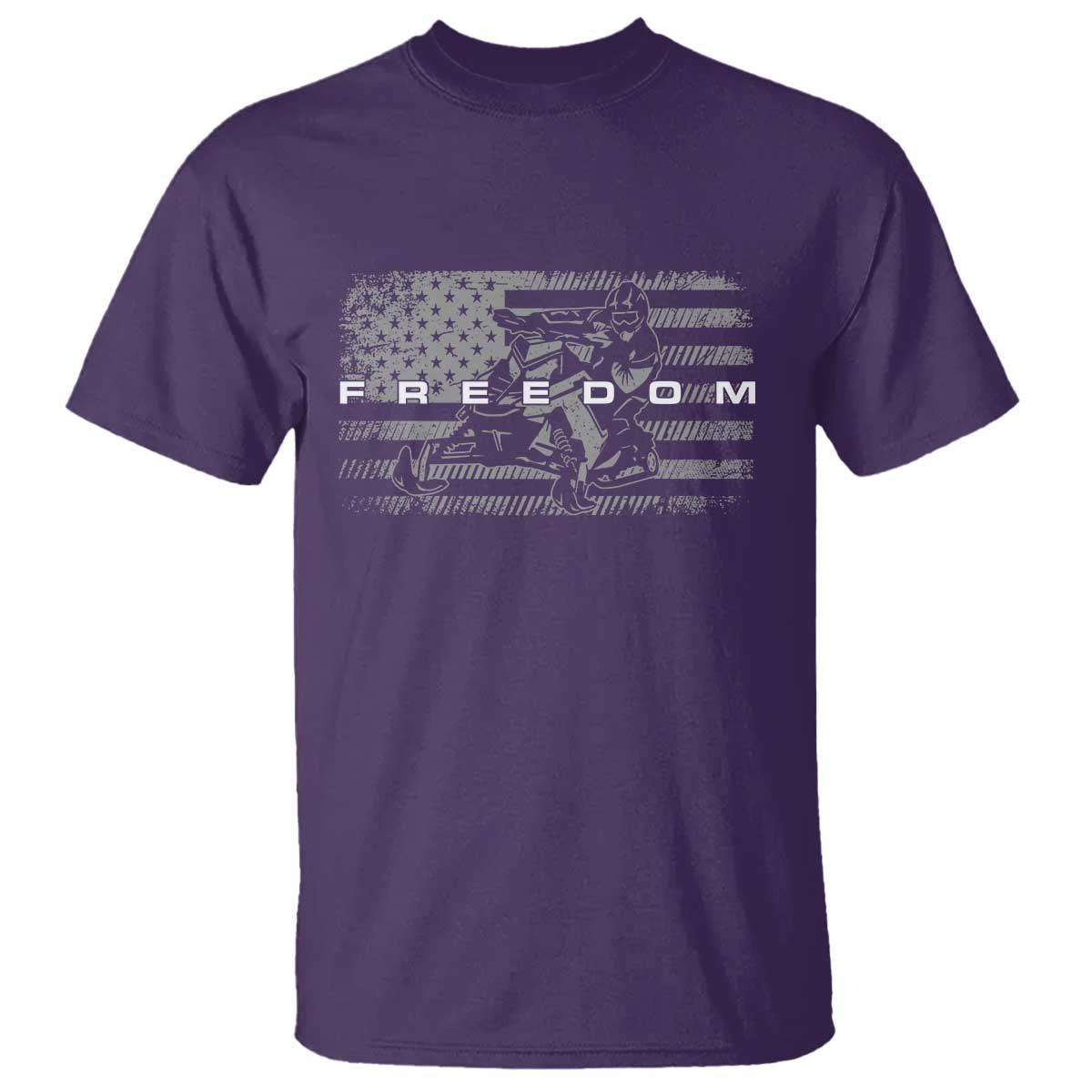 American Flag Snowmobile Freedom Winter Sport T Shirt - Wonder Print Shop