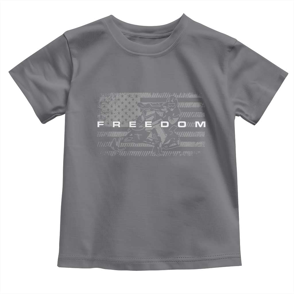 American Flag Snowmobile Freedom Winter Sport Toddler T Shirt - Wonder Print Shop