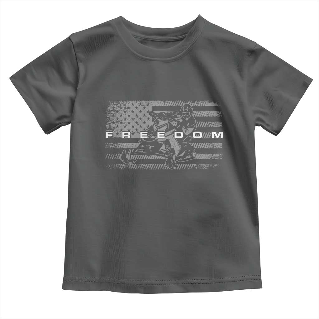 American Flag Snowmobile Freedom Winter Sport Toddler T Shirt - Wonder Print Shop
