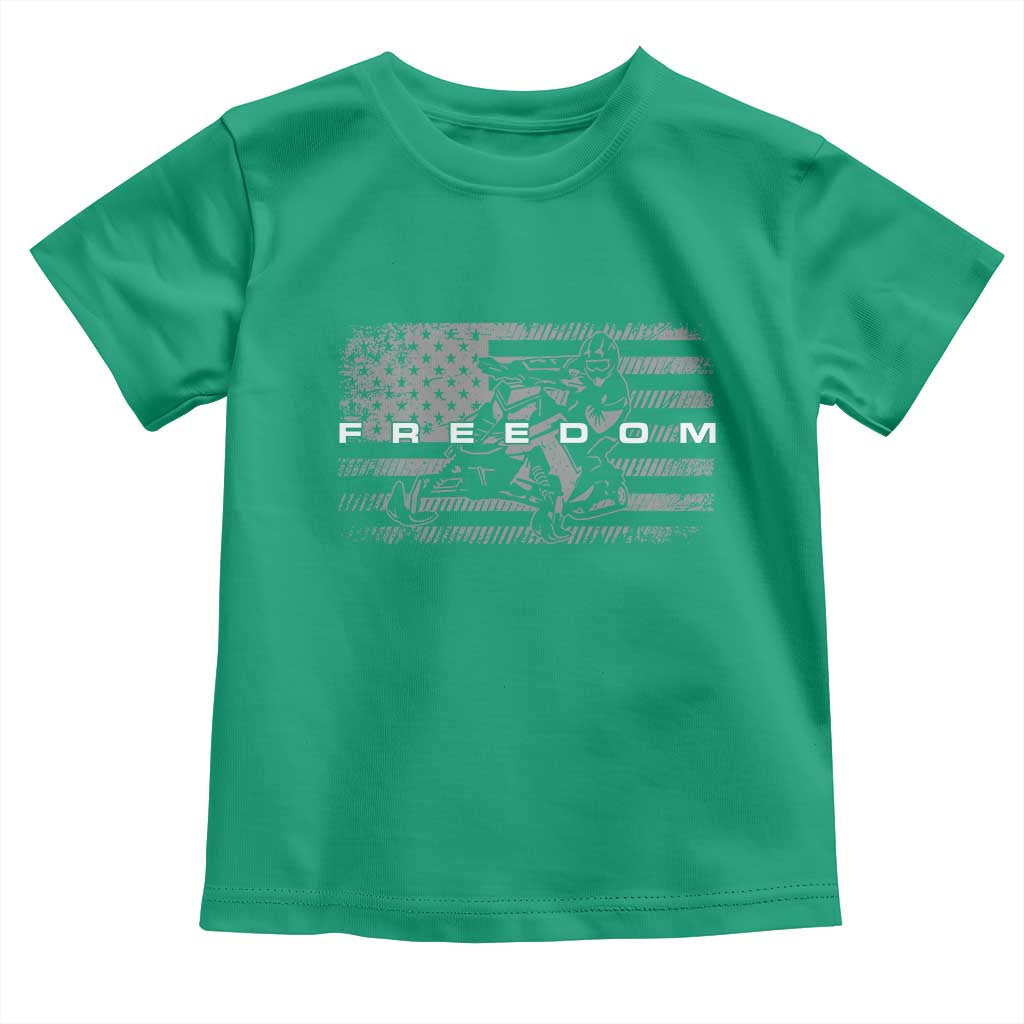 American Flag Snowmobile Freedom Winter Sport Toddler T Shirt - Wonder Print Shop