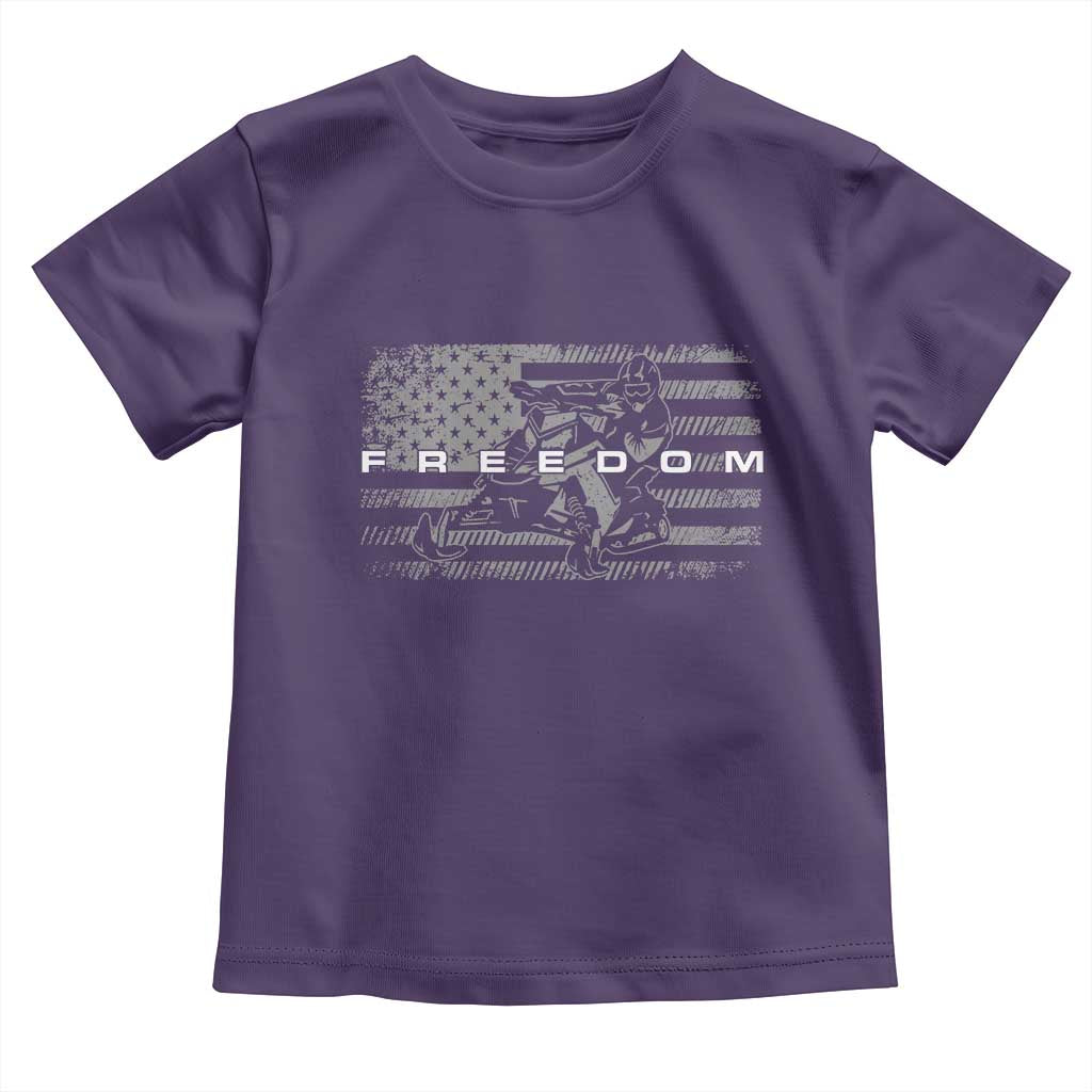 American Flag Snowmobile Freedom Winter Sport Toddler T Shirt - Wonder Print Shop