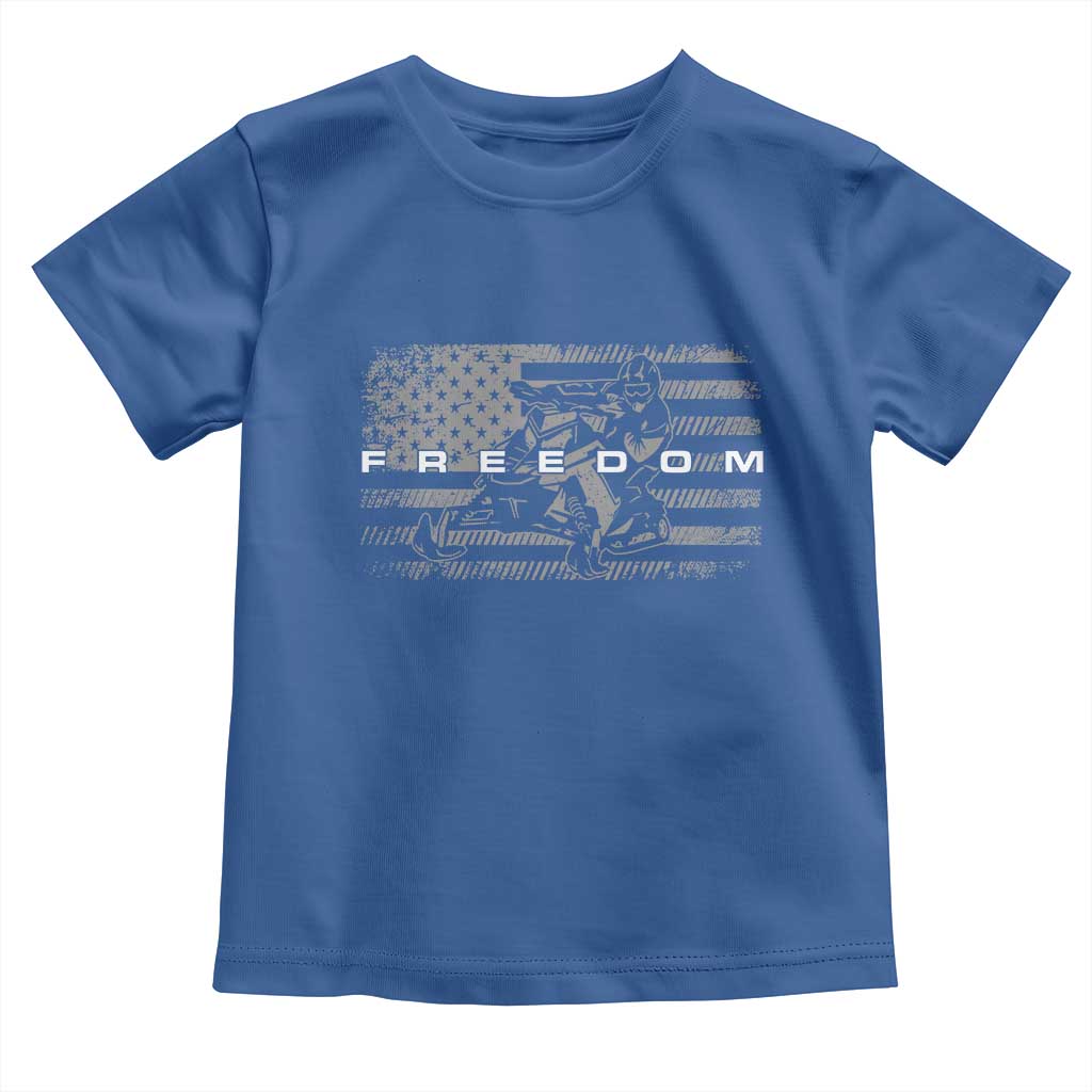 American Flag Snowmobile Freedom Winter Sport Toddler T Shirt - Wonder Print Shop