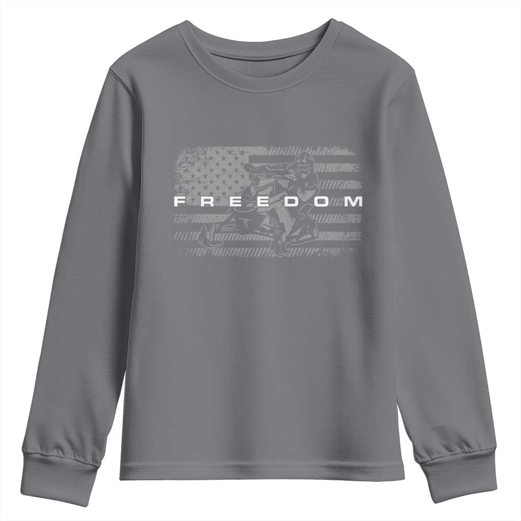 American Flag Snowmobile Freedom Winter Sport Youth Sweatshirt - Wonder Print Shop