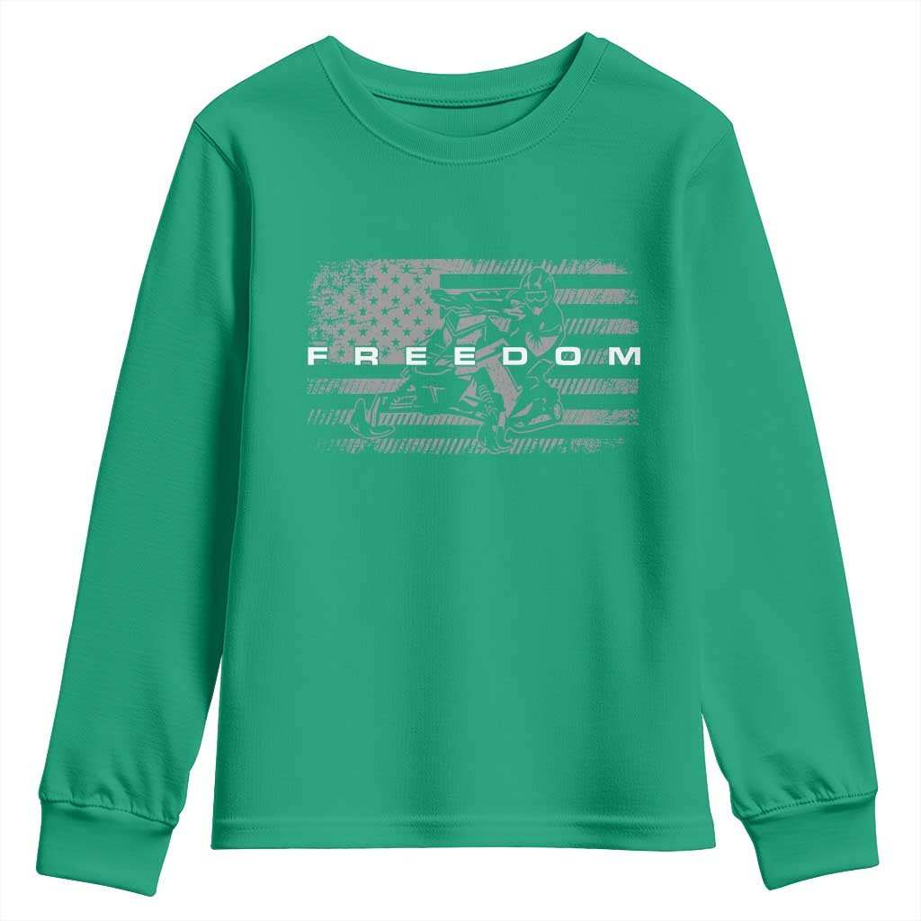 American Flag Snowmobile Freedom Winter Sport Youth Sweatshirt - Wonder Print Shop