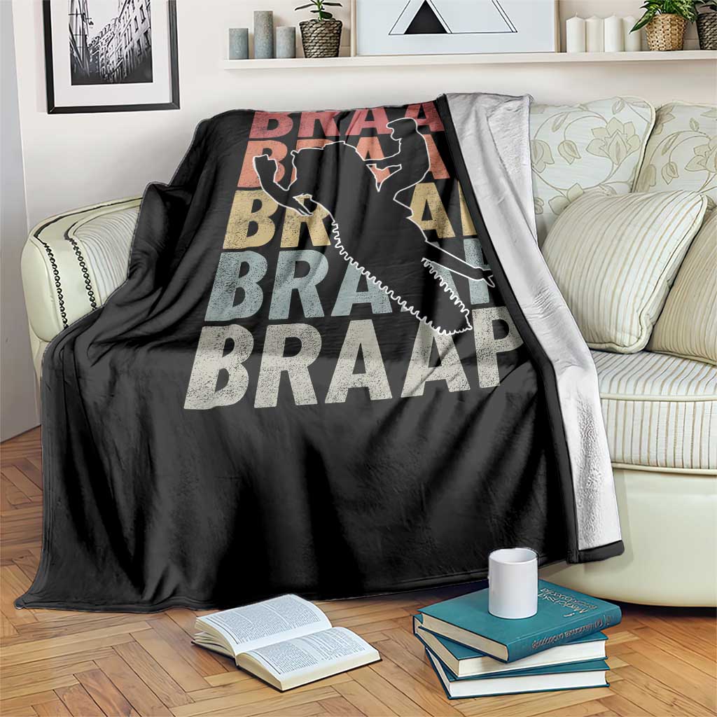 Snowmobile Braaap Throw Blanket Retro Snowcross Snow Sled Winter Sport - Wonder Print Shop