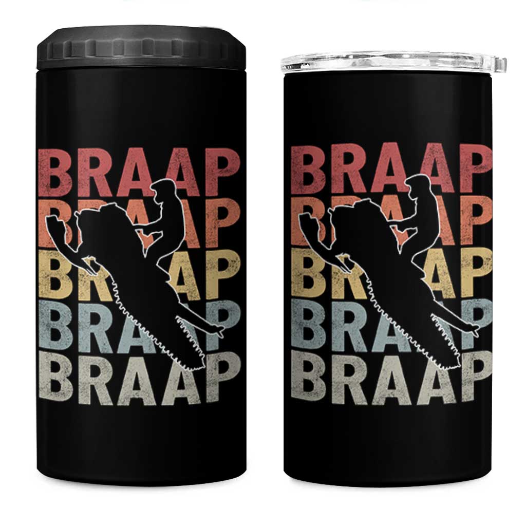 Snowmobile Braaap 4 in 1 Can Cooler Tumbler Retro Snowcross Snow Sled Winter Sport - Wonder Print Shop